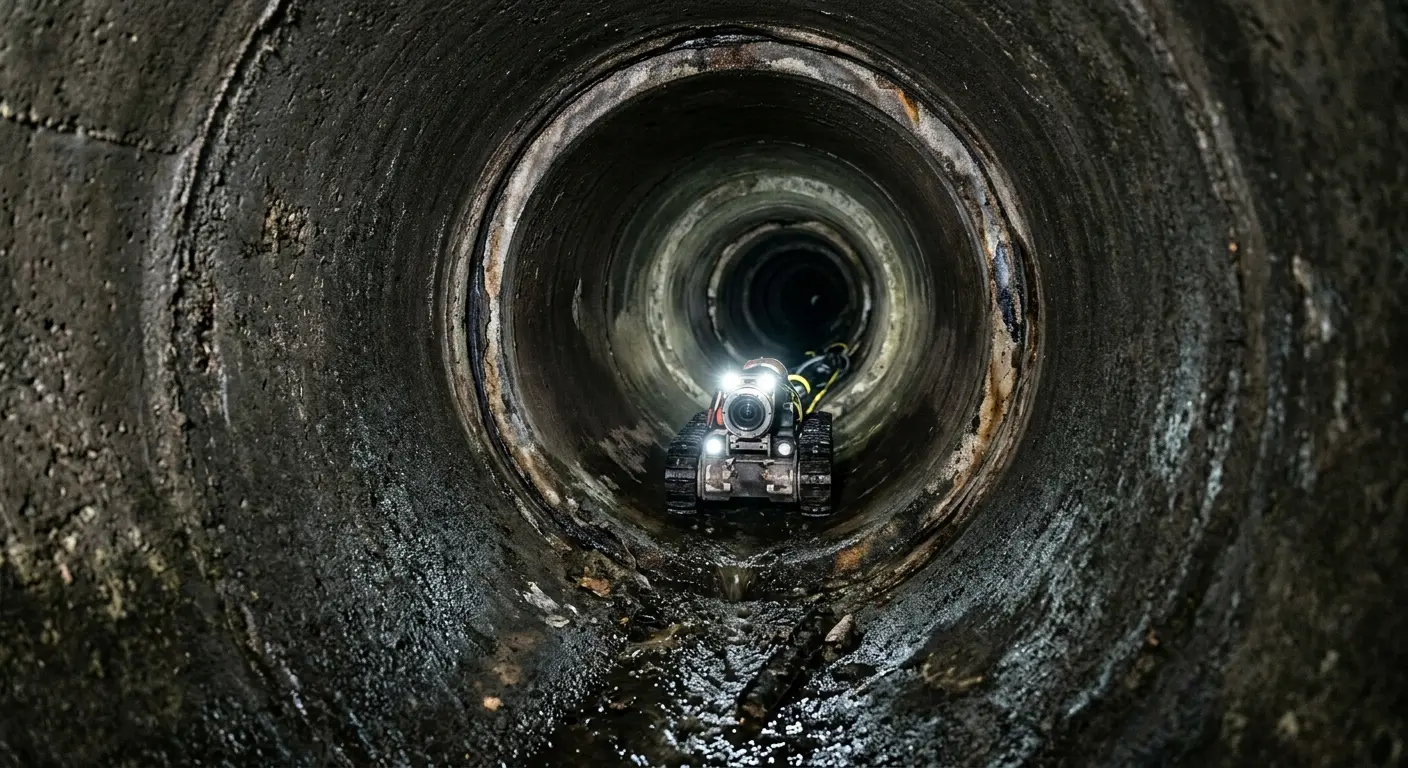 Robotic sewer camera inspecting pipe interior for Sewer Line Repair in Ventnor City